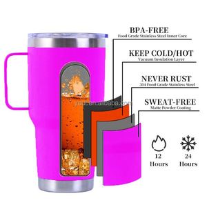 แก้วน้ำสแตนเลสเคลือบสีฝุ่นแบบกำหนดเองขายส่ง แก้วกาแฟเก็บความร้อนสองชั้น ฝาปิดแบบประหยัดพลังงาน สำหรับเครื่องดื่มเย็น จำนวนมาก - Product Image 4