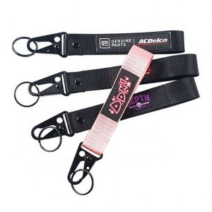 Customized Polyester Printed Short Carabiner Keychain Premium Wrist Lanyard Strap - Product Image 5