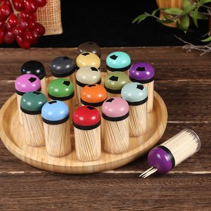 Cure-dents en bois jetables avec capuchons colorés, 100-200 pièces par tube, pour usage domestique et hôtelier - Product Image 4