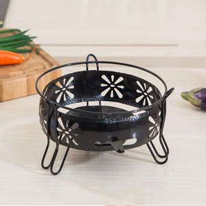 Réchaud à alcool portable en fer forgé 2.1L-4L avec base pour fondue, pour le camping et les dortoirs, avec pot en acier inoxydable - Product Image 3