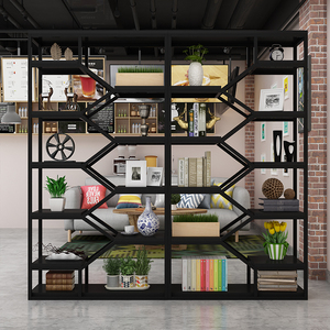 Mueble moderno portátil estantería grande alta, 4 niveles escalera de metal industrial estante de libro madera para sala de estar - Product Image 6