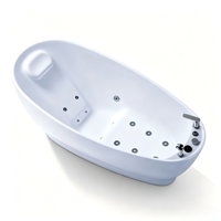 Baignoire de massage à remous en acrylique, baignoire ovale autoportante d'hydrothérapie avec jets, baignoire SPA individuelle pour salle de bain