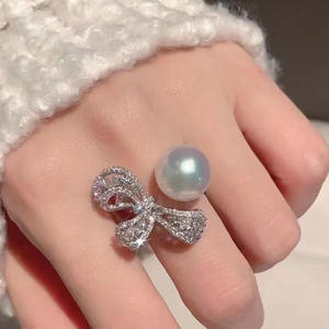 ชุดอุปกรณ์ทำแหวนเงินแท้ S925 พร้อมลูกปัดกลมขนาด 8-10 มม. และจี้รูปผีเสื้อ 10084-ชุดเครื่องประดับมุกสุดหรู - Product Image 2