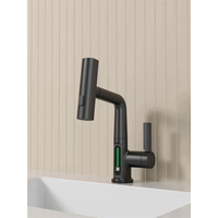 Nouvelle arrivée eau chaude froide robinet de blanchisserie monté sur le pont bec cascade mitigeur de lavabo avec affichage de la température