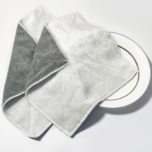 Chiffon de nettoyage rectangulaire en fibre de bambou double face, torchon de cuisine absorbant en microfibre, tampon à récurer gris - Product Image 1