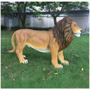 Gran exterior FRP León escultura realista todo clima Animal resina adornos duraderos estatuas para jardín parque zoológico césped Decoración - Product Image 6