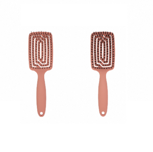 Brosse à cheveux professionnelle à manche en L, baril en céramique, poils de sanglier doux et manche en caoutchouc antidérapant pour le coiffage en salon - Product Image 1