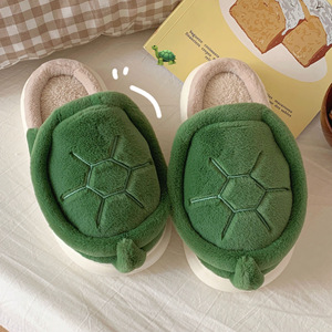 Chaussons d'intérieur unisexes automne-hiver, doux et moelleux, motif tortues de dessin animé mignonnes, chauds, confortables, tendance, avec doublure en EVA, PVC/PU brodé - Product Image 4