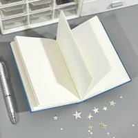 Nouveau carnet à couverture rigide A6 avec motifs d'étoiles bleues et pages vierges, idéal pour la tenue de journaux d'étudiant et la gestion des documents de travail.
