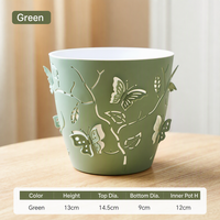 Pot Bunga Sukulen Meja 3D Motif Kupu-kupu Kartun Desain Pastoral PP Self-Watering Anti Karat Bernapas