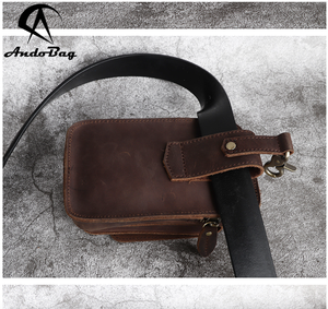 กระเป๋าคาดเอวหนังแท้ Crazy Horse รุ่น AndoBag สำหรับผู้ชาย วัยรุ่น สไตล์ลำลอง ย้อนยุค เหมาะสำหรับกิจกรรมกลางแจ้ง กีฬา ทำงาน กระเป๋าอเนกประสงค์ รุ่น 3212 - Product Image 4