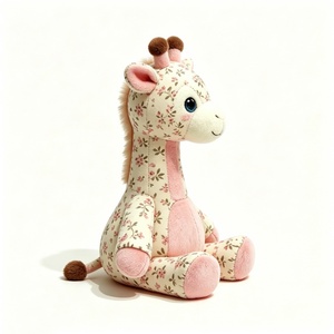 Jirafa de peluche personalizada, jirafa de peluche sentada, jirafa de peluche rosa, jirafa de peluche con estampado floral - Product Image 3