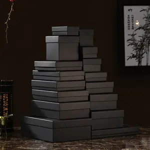 Caixas De Jóias De Papel preto para Moda Colar Pulseira Anel Brincos Caixa de Relógio e Exibe Presente Kraft Embalagem de presente