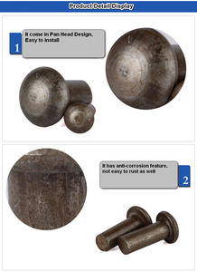 Rivets solides à tête ronde diamètre 8 mm <span class=keywords><strong>DIN</strong></span> <span class=keywords><strong>660</strong></span> en acier à faible teneur en carbone, <span class=keywords><strong>rivet</strong></span> à tête ovale - Product Image 2