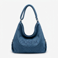 GORFIA Ransel Perjalanan Tekstur Denim Kapasitas Besar Ransel Luar Ruangan Pola Timbul Multi Saku Tali Gesper Tas Harian Kasual
