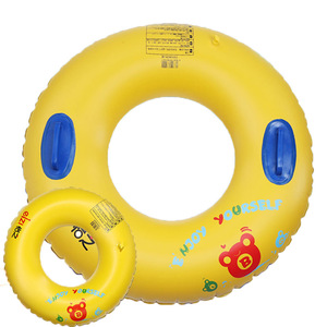 Adult <b>Inflatable</b> Swimming Ring Yellow Blue Handles Thickened PVC <b>Float</b> For Swimming Water Sports Unisex Size Large - Product Image 5