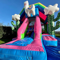 Château gonflable sur le thème des joueurs bleu violet, gonflable humide et sec, avec toboggan et piscine pour enfants