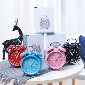 4 inch chuông đồng hồ báo thức kim loại Analog bảng vòng đồng hồ báo thức 3D quay số với đèn nền chức năng bàn bảng đồng hồ - Product Image 3