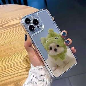 <span class=keywords><strong>Coque</strong></span> de téléphone amusante avec motif de chiot à tête verte pour <span class=keywords><strong>iPhone</strong></span> 18 17 16 15 11 12 14 13 Pro Mini 7 8 Plus SE4 E – Housse mignonne et stylée - Product Image 5