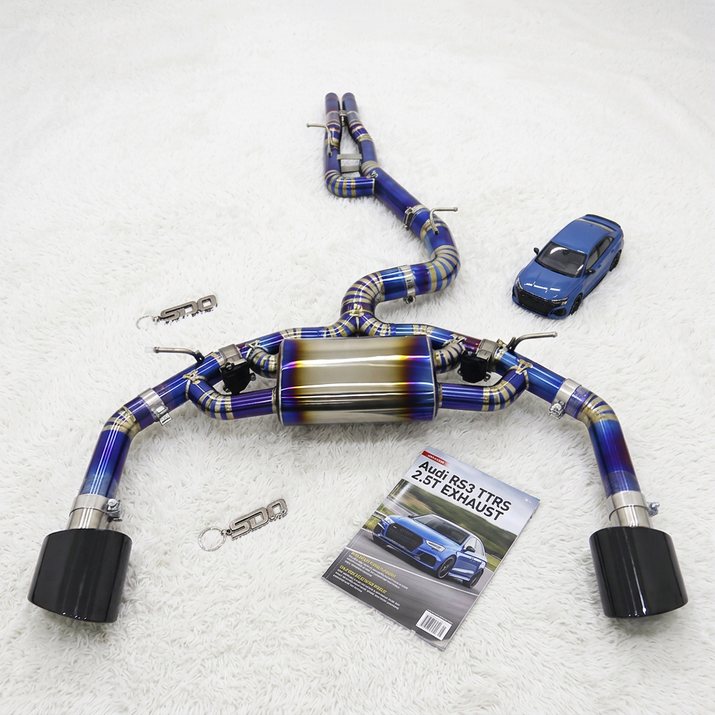 VantaFlow Titanium Catback Exhaust Pipes for Audi RS3 TTRS 2.5T 2017-2023 Electronic Valve Muffler Blue Burnt