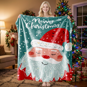 Merry Christmas Santa Plush Throw <b>Blanket</b> Rectangular Anti-Pilling Winter Home Decor Winter Classic Style - Product Image 1