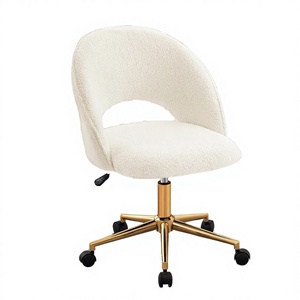 Cute Vanity <b>Chair</b> Back Office <b>Desk</b> <b>Chair</b> Swivel Tilting Wheels <b>Girls</b> Upholstered Armless Accent <b>Chair</b> Gold Metal Height - Product Image 3
