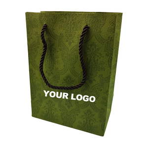 Sacs de shopping de luxe vert foncé avec ruban noir disponibles pour les boutiques de vêtements - Product Image 5