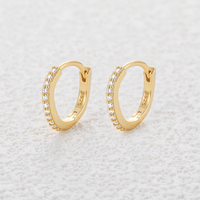CANNER Boucles d'oreilles créoles Huggie classiques en argent sterling S925 plaqué or 18 carats avec moissanite ondulée, polyvalentes