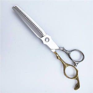 Tijeras de Entresacar Cabello Inoue Kagami R4-6 Pulgadas, Acero Inoxidable, Mango Dorado, Tijeras Profesionales de Barbero - Product Image 1