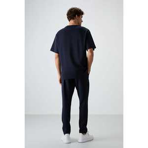 Conjunto Deportivo Azul Marino para Hombre, Algodón, Corte Holgado, Casual, Transpirable, Estilo Adulto, Simple - Product Image 1