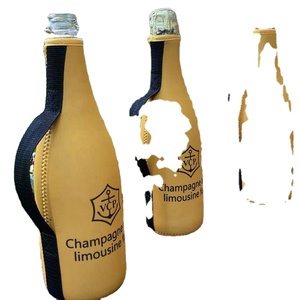 Insulated Waterproof 3mm Neoprene Beer Champagne <b>Bottle</b> Cooler with Webbing Strap Handle - Product Image 5