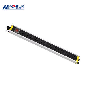 Multiprise US de haute qualité, noire, 12 prises, câble de <span class=keywords><strong>2</strong></span> m, avec interrupteur marche/arrêt à <span class=keywords><strong>2</strong></span> pôles, ignifuge, PC et alliage d'<span class=keywords><strong>aluminium</strong></span> YS1512-K- - Product Image 1