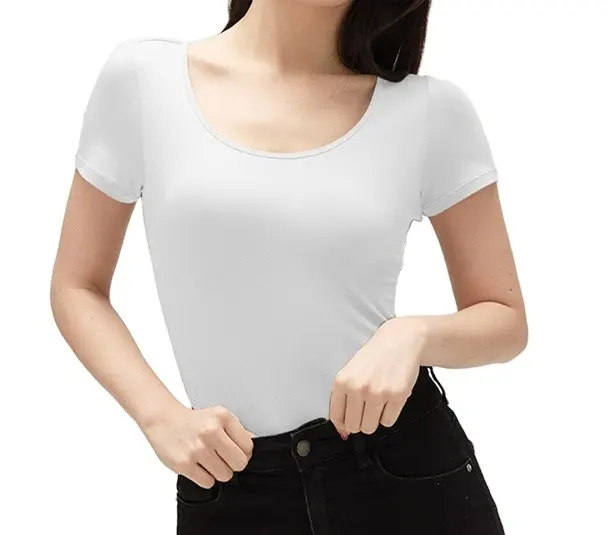 2024 sıcak satış yaz nedensel t shirt kapsam boyun kısa kollu t shirt toptan fiyat kadınlar bayanlar için özel logo tee pamuk