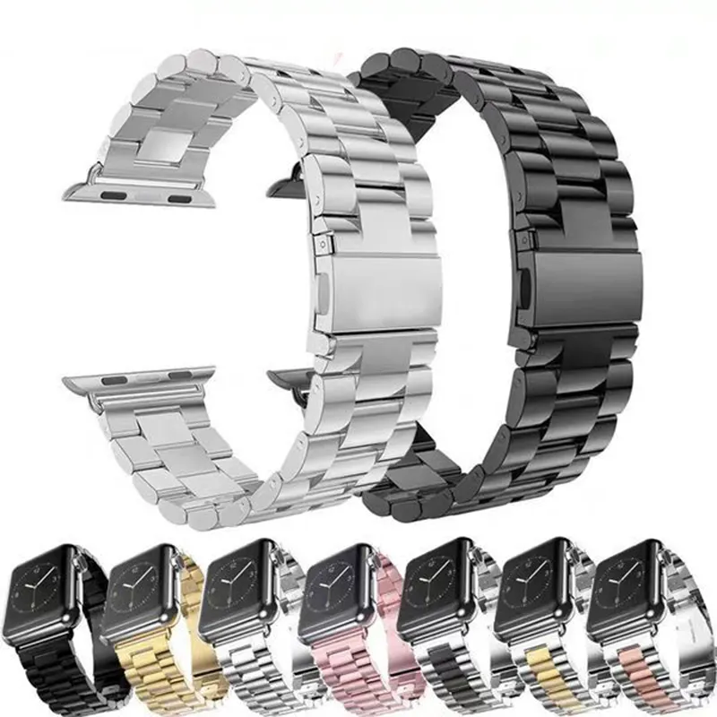 De Metal correa de reloj banda Apple Watch correa de reloj cambiable de acero inoxidable personalizado para hombres vestido de lujo poblaciones