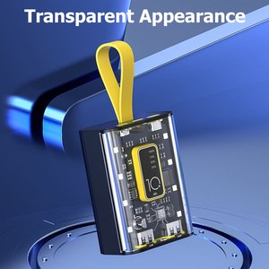 Batterie externe transparente avec câbles intégrés, double sortie USB/Type-C, lumière LED, sangle, batterie <span class=keywords><strong>Li</strong></span>-Polymère 9000 mAh, boîtier ABS - Product Image 5