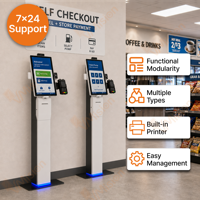 Máquina de Pago Autoservicio Comercial con Escáner de Código QR, Diseño Modular para Supermercados y Tiendas Minoristas, Cristal Antideslumbrante