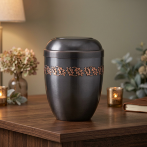 Black Brass Cremation Urn Adult <b>Ashes</b> Keepsake <b>Casket</b> Engraved Memorial Urn Heart Shape Funeral Decoration - Indian Home Crafts - Product Image 1