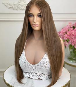 Parrucche europee con capelli doppi disegnati bruna Balayage capelli umani prepizzate nodi sbiancati trasparenti HD 13x4 pizzo parrucche frontali 150% - Product Image 3