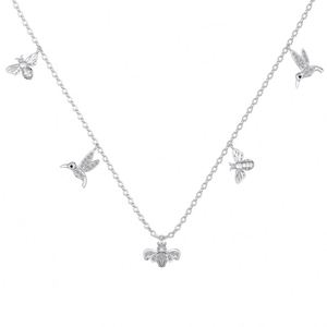 Dylam Delicate Charm Design 925 Silver Link Chain 5A CZ Cubic Zirconia <b>Bee</b> Bird Pendant Necklace for Women Daily Wear Jewelry - Product Image 1
