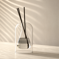 Botellas de Vidrio para Difusor de Aromas ODIS de 130 ml, Botella Vacía de Aromaterapia de Doble Capa de Borosilicato de Alta Calidad con Varillas de Ratán