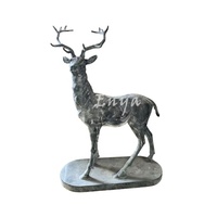 Sculpture rustique en fonte pour Patio extérieur, décor de pelouse extérieur, taille réelle, ornement de jardin en métal, statue de cerf et d'élan