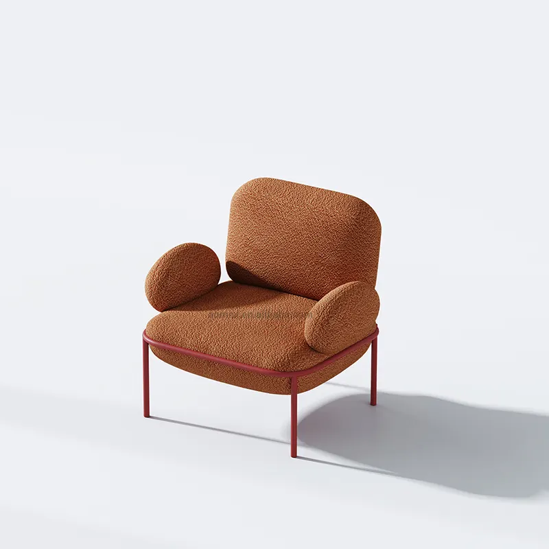 AOMISI CASA Vente en gros de fauteuil simple moderne pour salon nordique Ensemble de chaises pour salon en tissu teddy avec pieds en métal