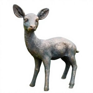Decorative Baby Fawn Statue <b>Hand</b> <b>Casted</b> Technique Bronze Finish Metal Baby Deer Sculpture Garden Supplies For Decoration - Product Image 2