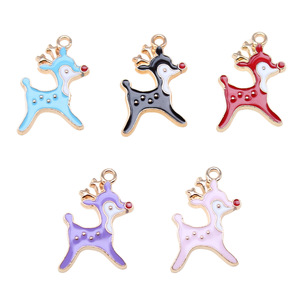 <strong>Red</strong> <strong>Nose</strong> Reindeer Charm Colorful Enamel Gold Tone Alloy Holiday Accent for Advent Stitch Markers - Product Image 2