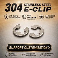 Silver Gray Stainless Steel E-Clip E-Type Retaining Ring with Three Prong Grip Radial Shaft Groove Installation Hardware