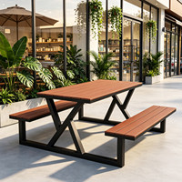 Table et chaises d'extérieur en acier galvanisé, meubles en bois et plastique résistants aux intempéries pour balcon ouvert, protection contre la pluie et le soleil