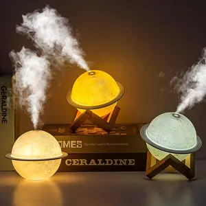 Pendingin Udara Kabut Portabel 2 Dalam 1, Humidifier Mini Usb Mobil, Bisa Digunakan Kembali dengan Lampu Malam Led Bulan