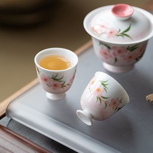 Guanlan White Porcelain Hand Painted Small Stem Teacup Ceramic Tasting Cup Kung Fu <b>Tea</b> <b>Set</b> Dehua Origin - Product Image 4