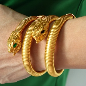 Retro Unisex Wedding Stainless Steel Hologram Zircon Charm <b>Stretch</b> <b>Bracelets</b> Gold Silver - Product Image 3
