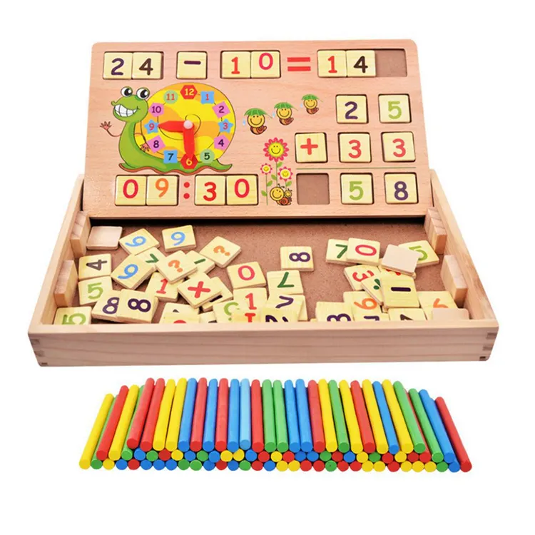 Wholesale Custom Multifunctional Daily Learning Digital Educational Wooden Clock Calendar Board Kids Toys